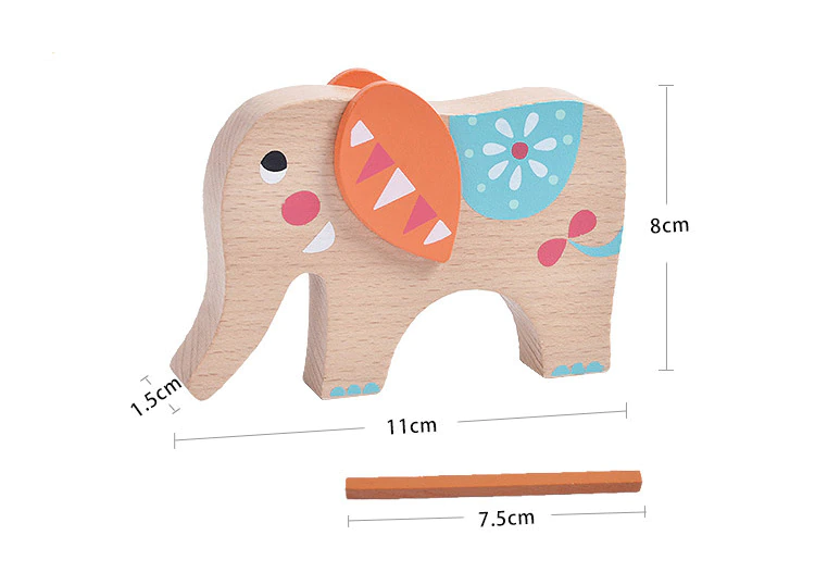 Eléphant en bois, jouet en bois enfant